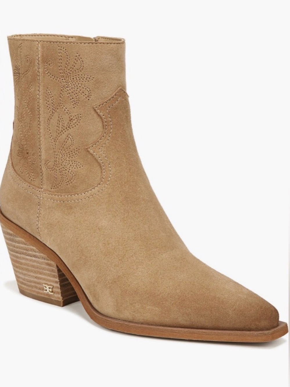 Sam Edelman Wilma Tan Suede Western Ankle Boot size 7.5 like new!